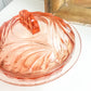 Bonbonnière vintage en verre rose Art déco 1950