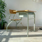 Bureau d’écolier vintage 1960 – Pupitre ancien en bois et métal vert d’eau – Mobilier scolaire rétro – Bureau enfant vintage