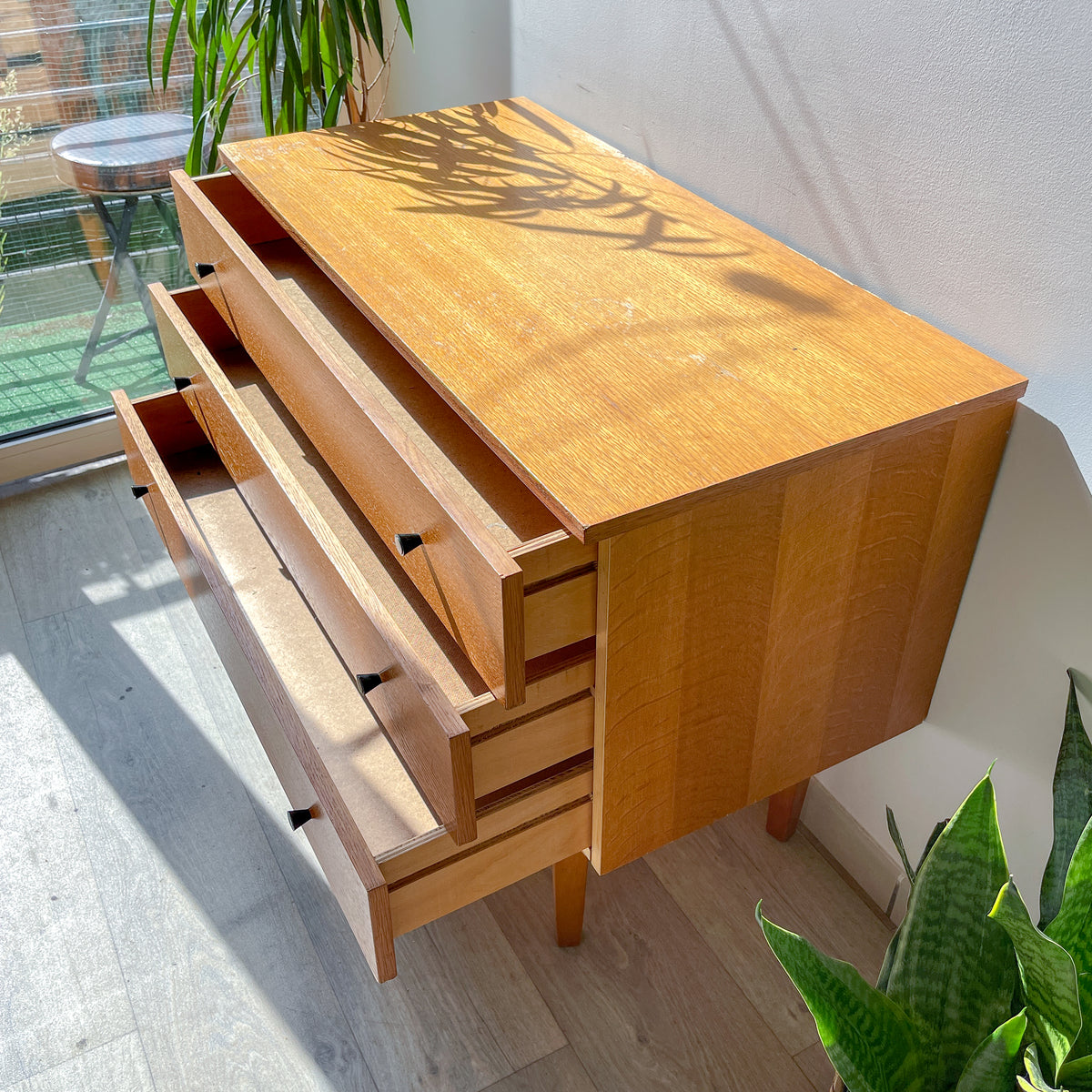 Commode scandinave vintage années 50 – Meuble en bois 3 tiroirs, mobilier nordique, rangement rétro