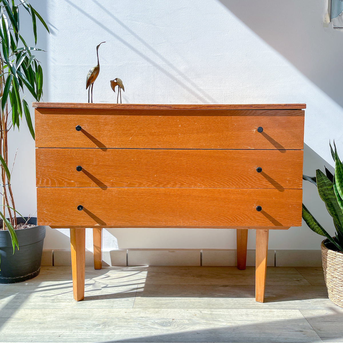 Commode scandinave vintage années 50 – Meuble en bois 3 tiroirs, mobilier nordique, rangement rétro