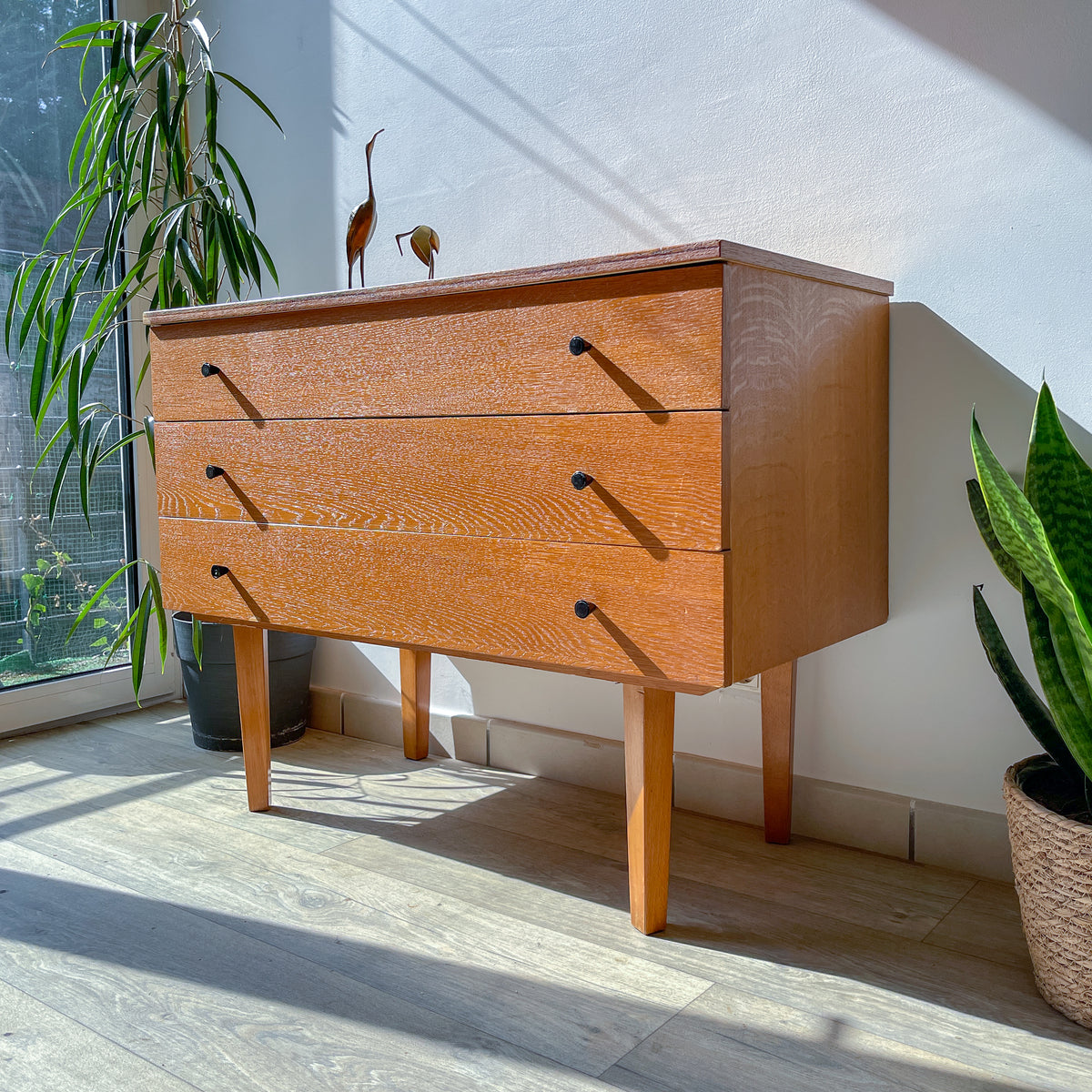 Commode scandinave vintage années 50 – Meuble en bois 3 tiroirs, mobilier nordique, rangement rétro