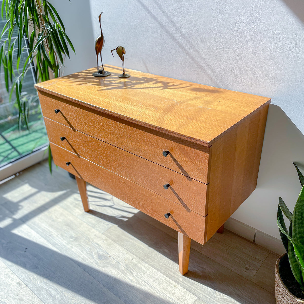 Commode scandinave vintage années 50 – Meuble en bois 3 tiroirs, mobilier nordique, rangement rétro