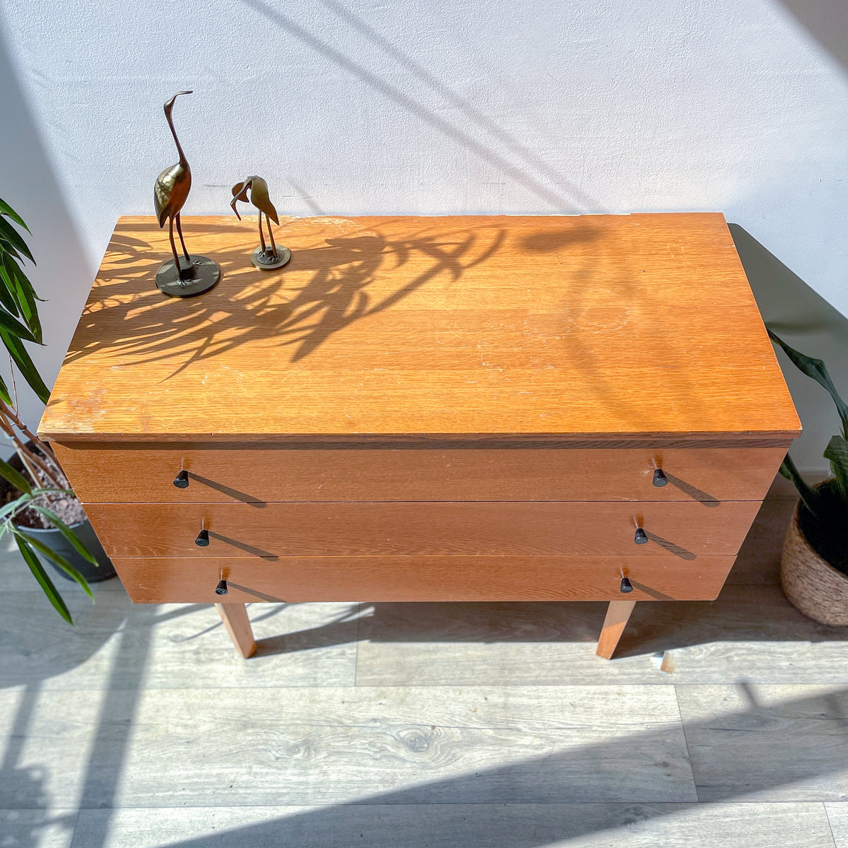 Commode scandinave vintage années 50 – Meuble en bois 3 tiroirs, mobilier nordique, rangement rétro