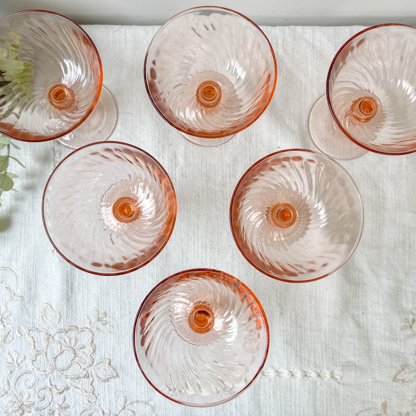 6 Coupes Vintage Verre Rose “ROSALINE” Arcoroc Luminarc 