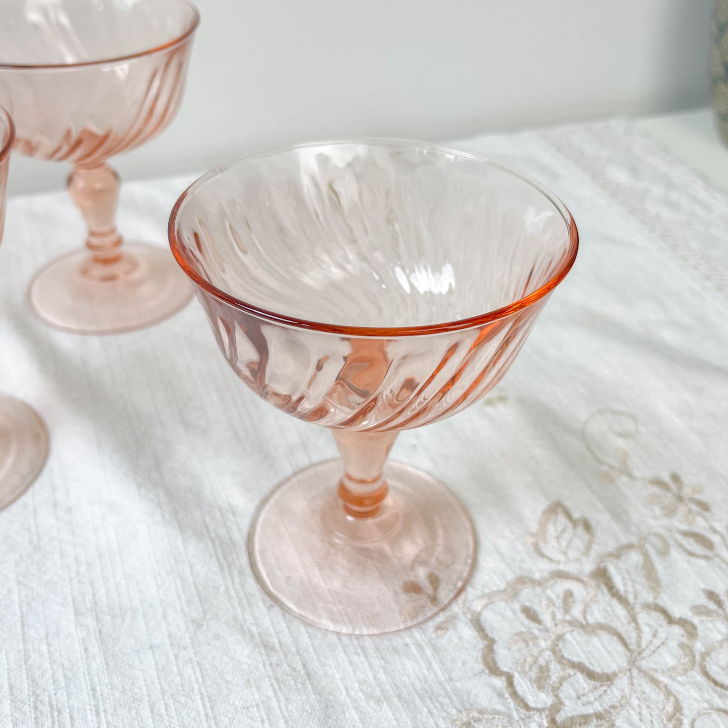 6 Coupes Vintage Verre Rose “ROSALINE” Arcoroc Luminarc 