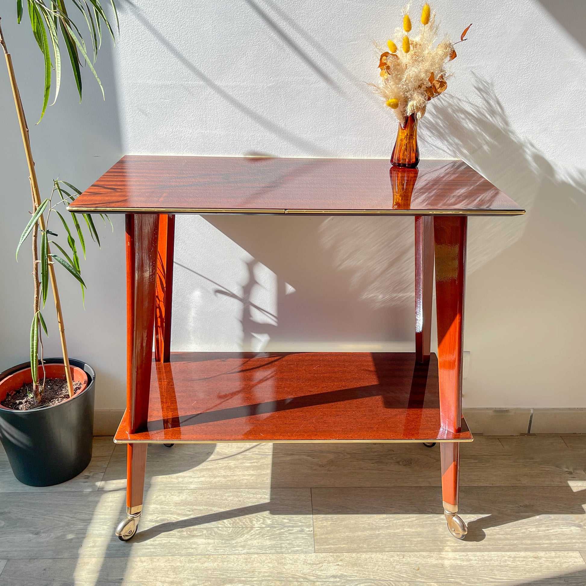 Desserte vintage en formica à roulettes 1960