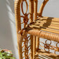 Étagère pliante en rotin vintage des années 1950, structure légère et naturelle, parfaite comme bibliothèque murale ou rangement décoratif pour une chambre d’enfant ou un intérieur bohème.