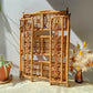 Étagère pliante en rotin vintage des années 1950, structure légère et naturelle, parfaite comme bibliothèque murale ou rangement décoratif pour une chambre d’enfant ou un intérieur bohème.
