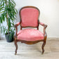 Fauteuil Louis Philippe velours rose