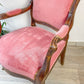 Fauteuil Louis Philippe velours rose