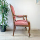 Fauteuil Louis Philippe velours rose