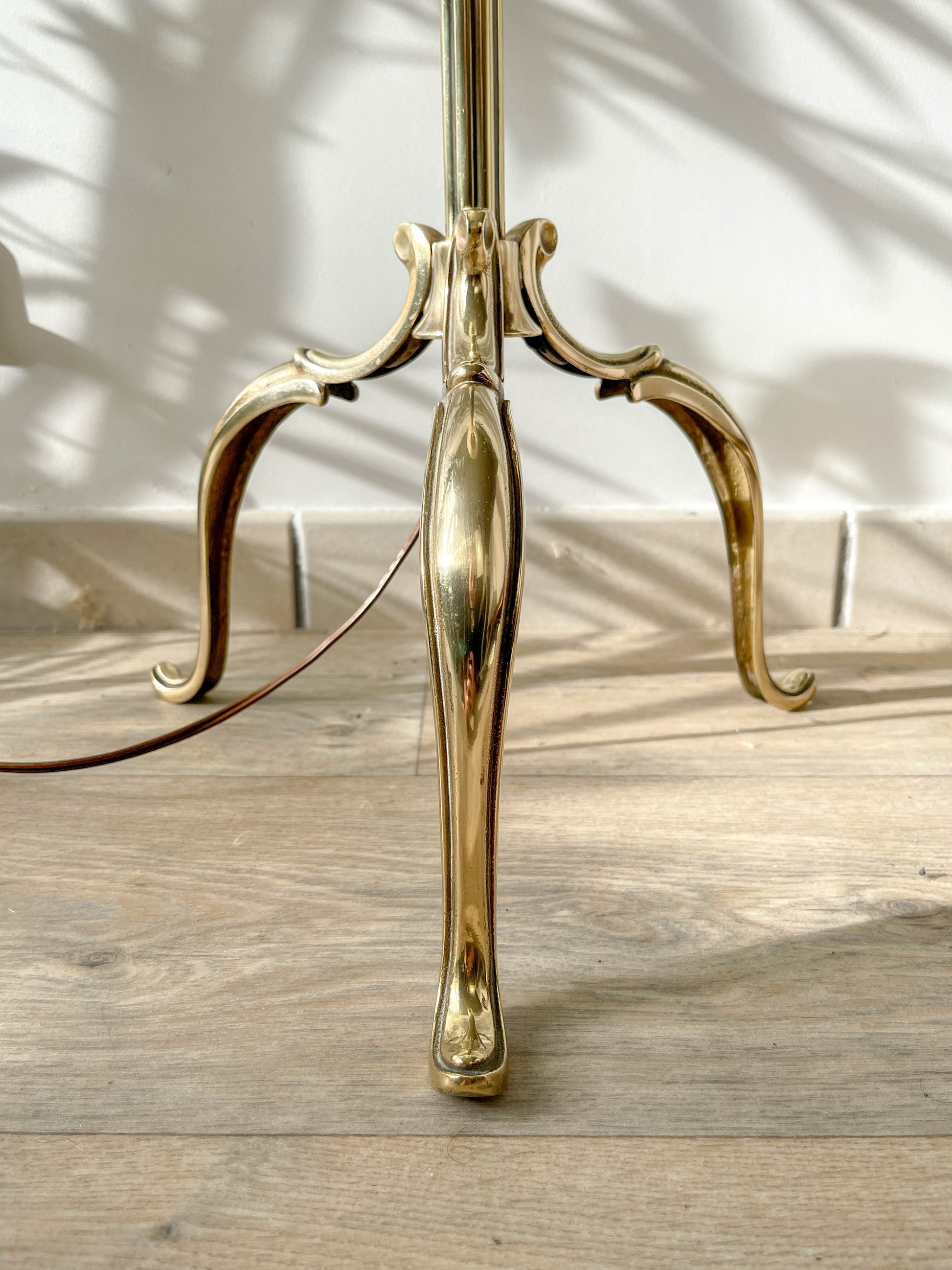 Lampadaire tripode vintage bronze & laiton des années 60/70 – Hauteur réglable 190 cm