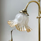 Duo de lampes de bureau anciennes, style Art Déco, col de cygne en laiton doré avec tulipe en verre, lampe articulée vintage