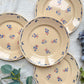 Lot de 4 petites assiettes en porcelaine vintage K&G Lunéville "Flore" des années 1950, décor fleuri bleu
