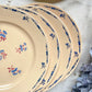 Lot de 5 petites assiettes en porcelaine vintage K&G Lunéville "Flore" des années 1950, décor fleuri bleu