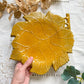 Plat en faïence ocre feuille de chêne vintage signé AEGITNA Vallauris 1950, vaisselle décorative artisanale française


