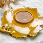 Plat en faïence ocre feuille de chêne vintage signé AEGITNA Vallauris 1950, vaisselle décorative artisanale française

