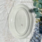 Plat oval Moulin des loups orchis sévigné motif fleuri bleu gris