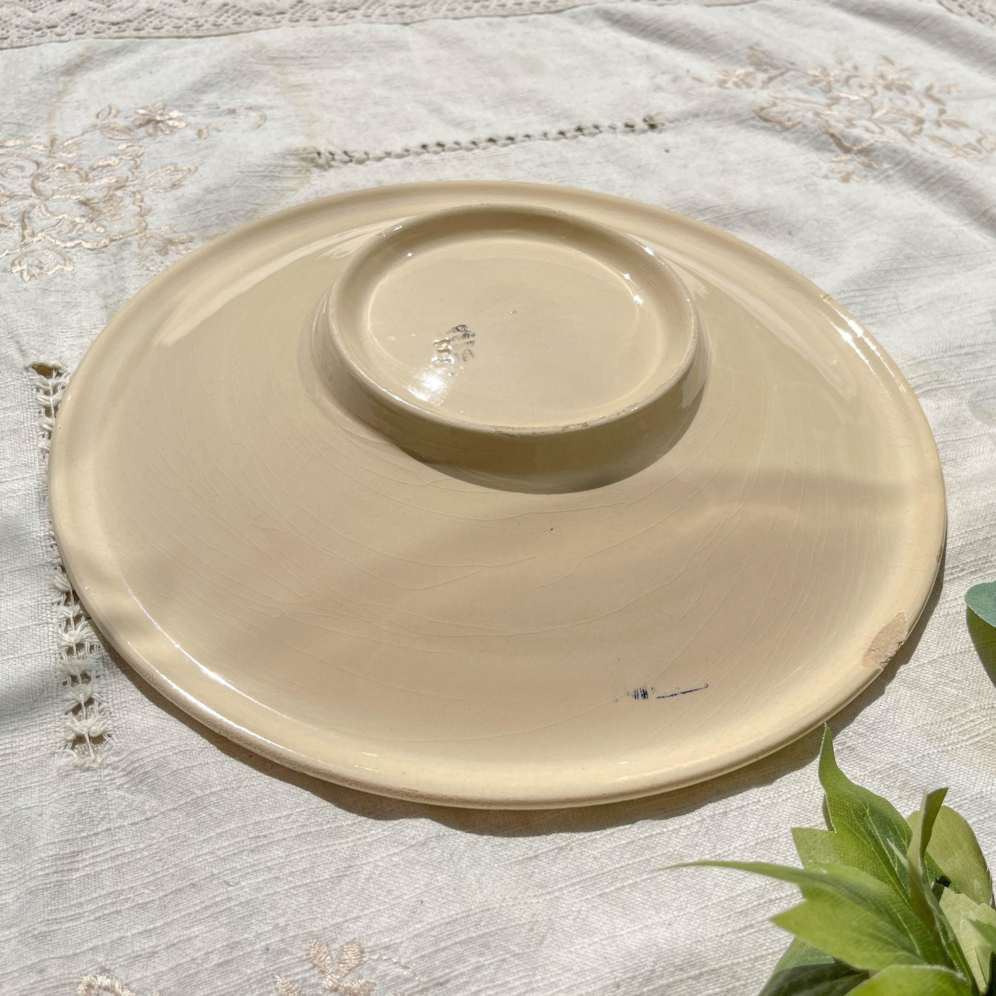 Plat creux porcelaine vintage K&g Luneville "Flore" 1950s petites fleures bleues