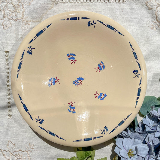 Plat creux porcelaine vintage K&g Luneville "Flore" 1950s petites fleures bleues
