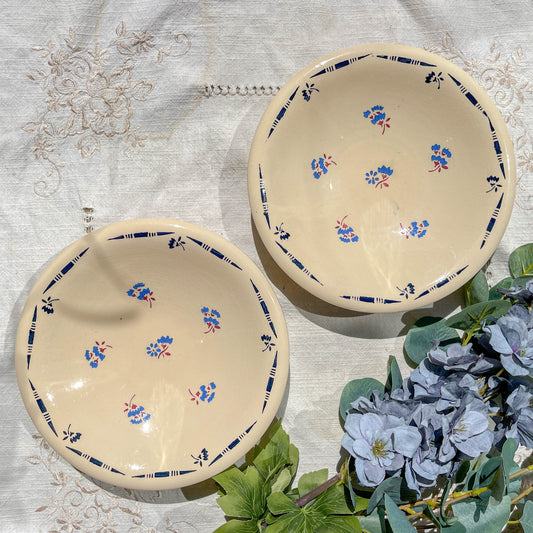 Petit plat creux porcelaine vintage K&g Luneville "Flore" 1950s petites fleures bleues