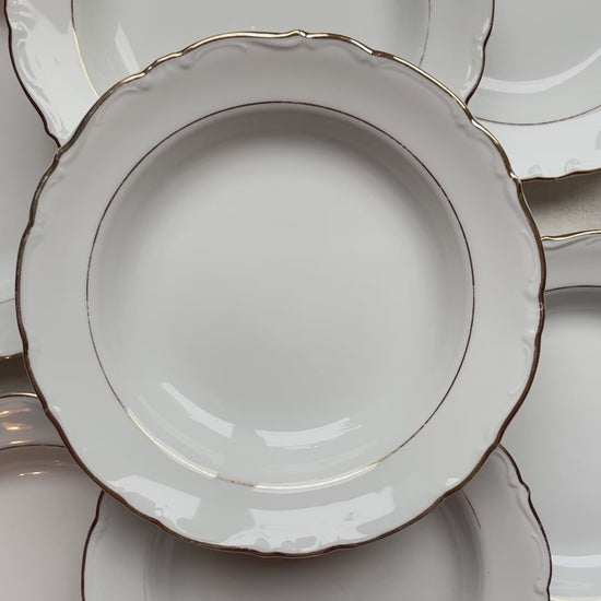 7 Assiettes creuses porcelaine blanche dorée Française Winterling BAVARIA