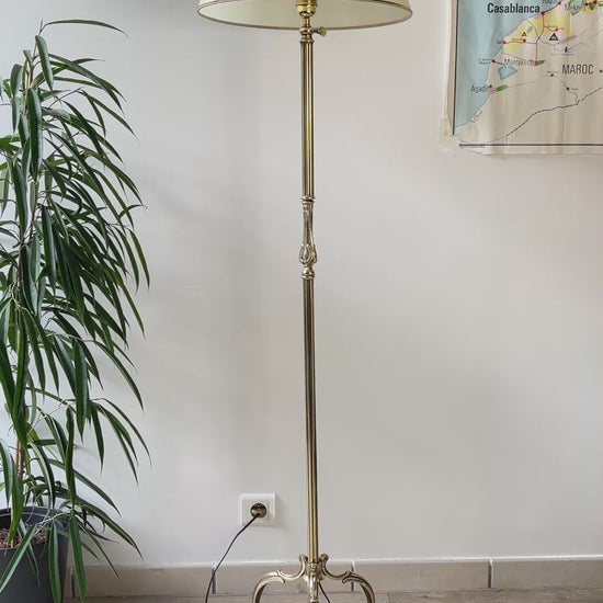 Lampadaire tripode vintage bronze & laiton des années 60/70 – Hauteur réglable 190 cm