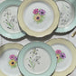 6 assiettes vintage en porcelaine française dépareillées – Jaune, vert, fleuri – Moulin des Loups - L'Amandinoise
