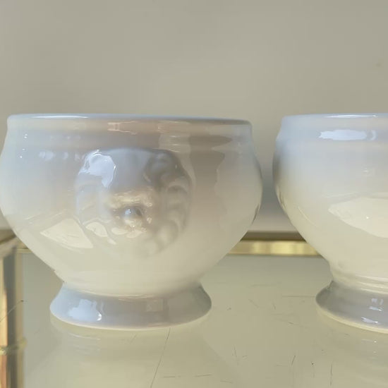 6 Bols à Soupe à l'Oignon Tête de Lion en Porcelaine Vintage dépareillés - Blanc, Made in France