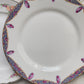 Lot de 6 petites assiettes dépareillées vintage en porcelaine française des années 1950 – assiettes à dessert Limoges, Moulin des Loups, frises colorées et dorure élégante – vaisselle ancienne chic