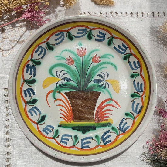 Ancienne Assiette Faïence Française Calotte Nevers XIXème 