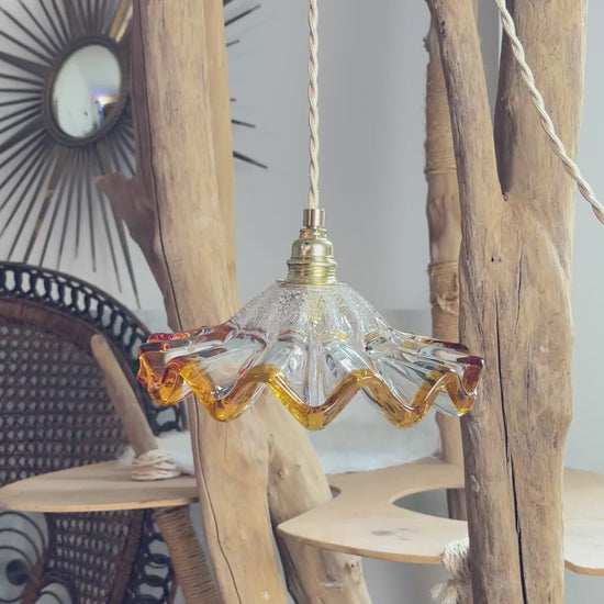 Suspension baladeuse abat-jour en verre Murano vintage – Lumière douce – Personnalisable
