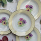 4 Assiettes creuses en porcelaine vintage motif fleuri blanche jaune doré L'Amandinoise "Coopélia"