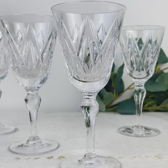 5 Verres à Eau York – Cristal Ciselé Stuart – Vintage Luxe