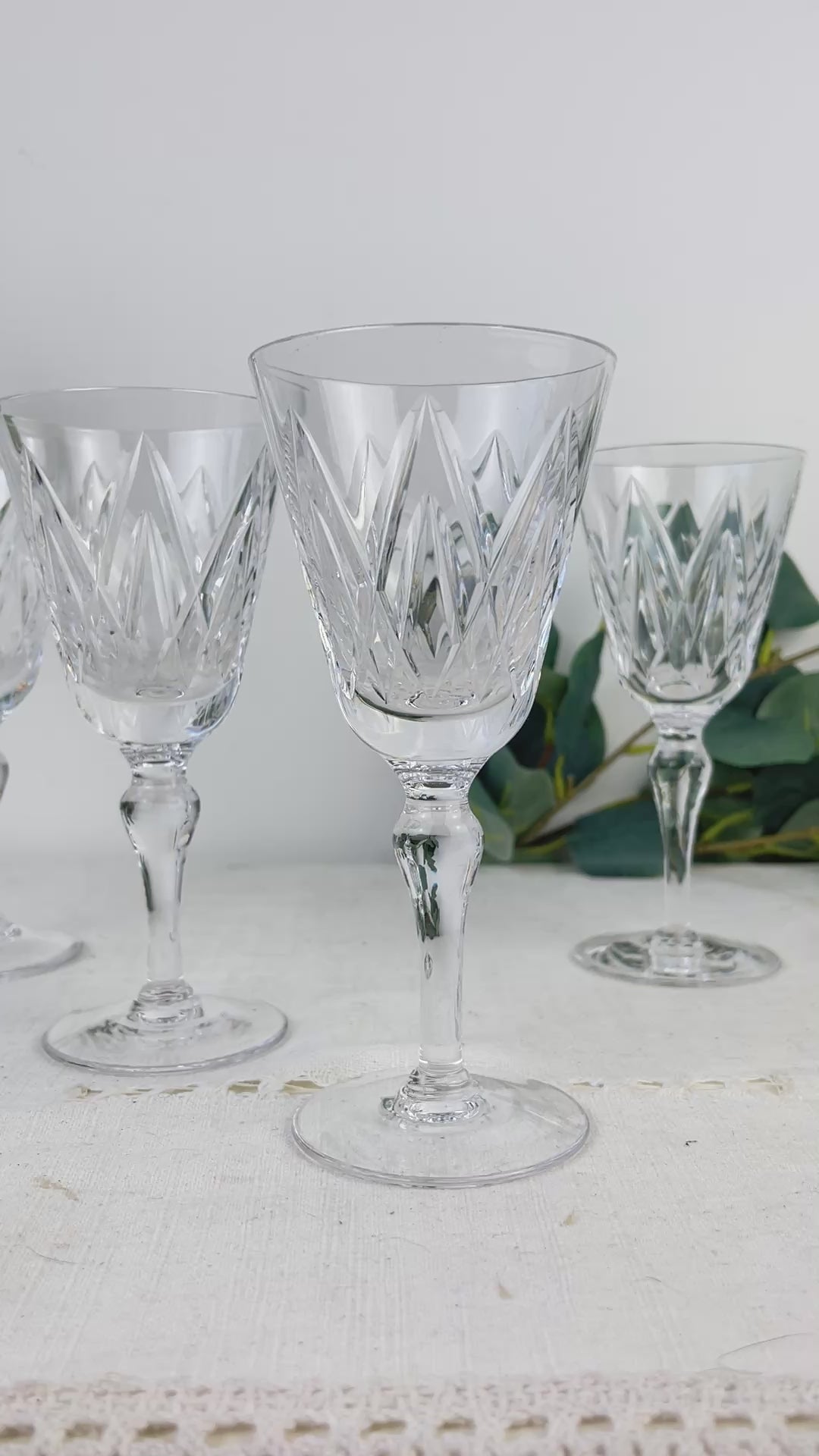 5 Verres à Eau York – Cristal Ciselé Stuart – Vintage Luxe