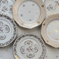 8 Petites Assiettes Vintage Dépareillées en Porcelaine Française Limoges, Orchies - Motifs Fleurs Dorées et Oiseau