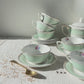Service à thé/café vintage en porcelaine blanche verte fleurie SALINS made in France 