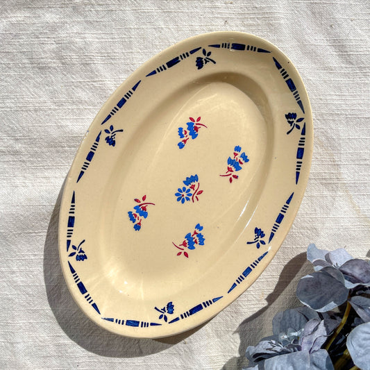 Ravier porcelaine vintage K&g Luneville "Flore" 1950s petites fleures bleues
