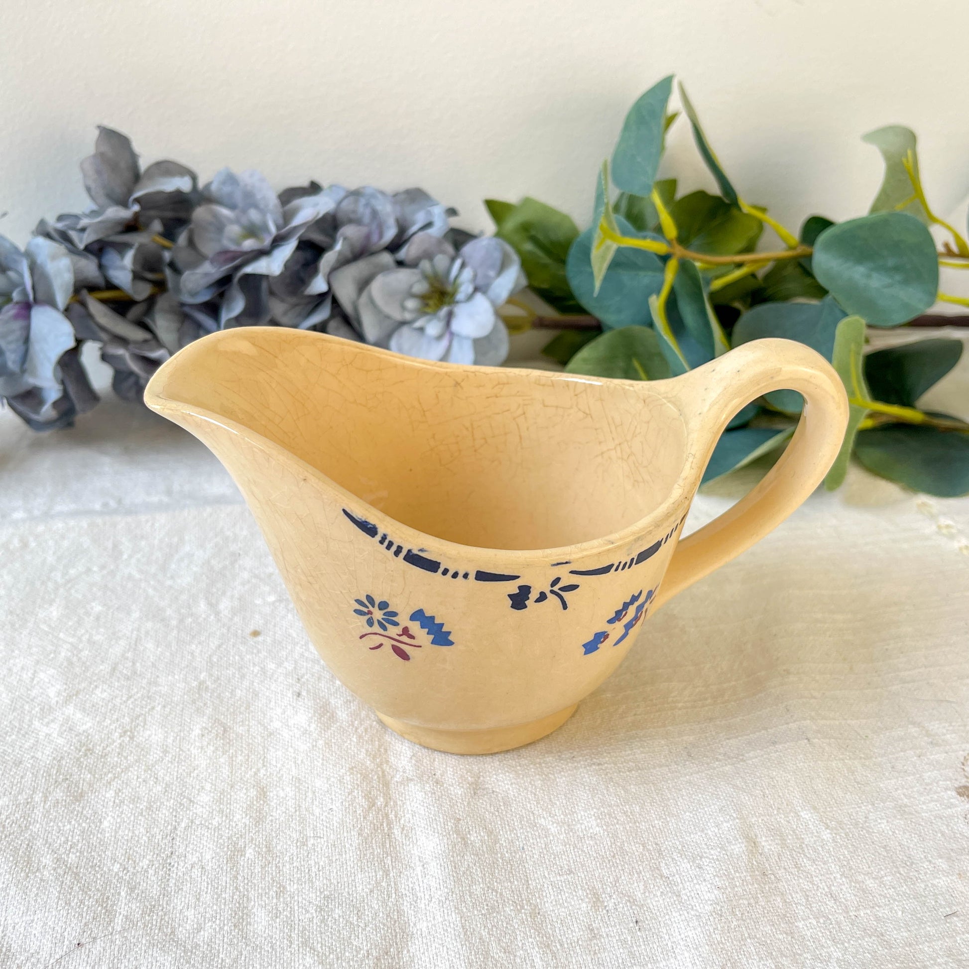 Saucière porcelaine vintage K&g Luneville "Flore" 1950s petites fleures bleues