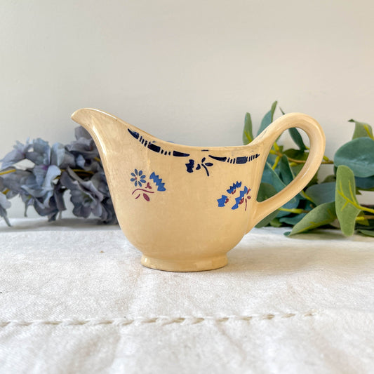 Saucière porcelaine vintage K&g Luneville "Flore" 1950s petites fleures bleues