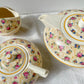Service à thé café Robj Paris noyau en porcelaine jaune fleuri – Style Art déco vintage