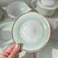 Service à thé/café vintage en porcelaine blanche verte fleurie SALINS made in France 