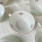 Service à thé/café vintage en porcelaine blanche verte fleurie SALINS made in France 