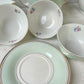 Service à thé/café vintage en porcelaine blanche verte fleurie SALINS made in France 