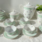 Service à thé/café vintage en porcelaine blanche verte fleurie SALINS made in France 