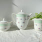 Service à thé/café vintage en porcelaine blanche verte fleurie SALINS made in France 