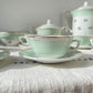 Service à thé/café vintage en porcelaine blanche verte fleurie SALINS made in France 
