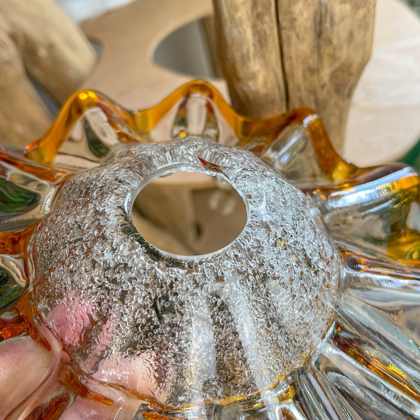 Suspension baladeuse abat-jour en verre Murano vintage – Lumière douce – Personnalisable