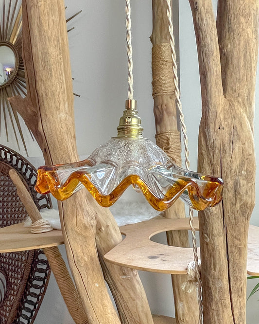 Suspension baladeuse abat-jour en verre Murano vintage – Lumière douce – Personnalisable