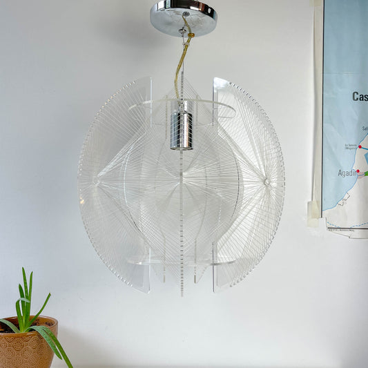 Suspension géométrique en acrylique et nylon – Lustre design